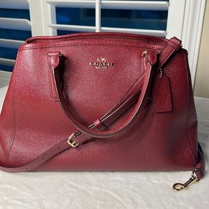 Burgundy Coach Margot Carryall with crossbody strap
